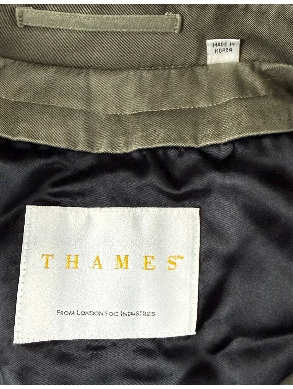 THAMES London Fog Trench Coat 40 Reg Olive Green Belted Removable Liner